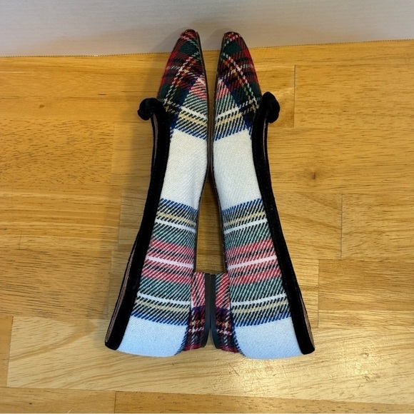 J Crew Pointed Bow Flats Snowy Tartan Plaid - Picture 9 of 9